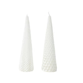 Decoris Paraffin Wax Cone Candle with Glitter 20cm - Metallic Winter White (2 Assorted)